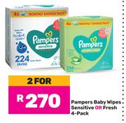 Pampers Baby Wipes Sensitive Or Fresh 4 Pack-For 2