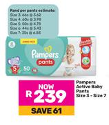 Pampers Active Baby Pants Size 3-7