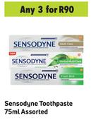 Sensodyne Toothpaste Assorted-For 3 x 75ml