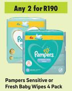 Pampers Sensitive Or Fresh Baby Wipes 4 Pack-For 2