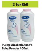Purity Elizabeth Anne's Baby Powder-For 2 x 400ml