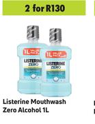 Listerine Mouthwash Zero Alcohol-For 2 x 1L