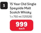 The Glenlivet 15 Year Old Speyside Malt Scotch Whisky 125526-1 x 750ml Each