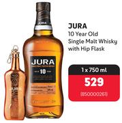 Jura 10 Year Old Single Malt Whisky With Hip Flask 850000261-1 x 750ml