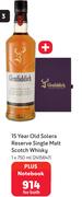 GLENFIDDICH 15 Year Solera Reserve Single Malt Scotch Whisky 2415647 Plus Notebook-1 x 750ml Both