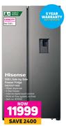 Hisense 508L Side By Side Freezer Fridge H670SIT-WD