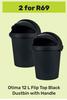 Otima 12L Flip Top Black Dustbin With Handle-For 2