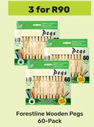 Forestline Wooden Pegs 60 Pack-For 3