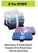 Mainstays 3 Pack Guest Towels Or 5 Pack Face Towels Assorted-For 2