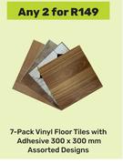 7 Pack Vinyl Floor Tiles With Adhesive 300 x 300mm Assorted Designs-For 2