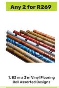 Vinyl Flooring Roll Assorted Designs 1.83m x 3m-For 2