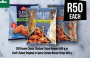 CFB Frozen Classic Chicken Crispy Burgers-600g Each 