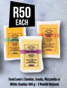 Food Lover's Cheddar, Gouda, Mozzarella Or White Cheddar-400g Each
