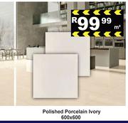 Polished Porcelain Ivory 600 x 600- Per Sqm