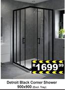 Detroit Black Corner Shower (Excl. Tray)-900 x 900