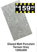 Glazed Matt Porcelain Tarrazo Grey 1200 x 600-Per Sqm