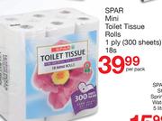 Spar Mini Toilet Tissue Rolls 1 Ply(300 Sheets)-18's Per Pack