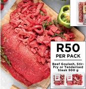 Beef Goulash, Stir-Fry Or Tenderised Steak-500g Per Pack