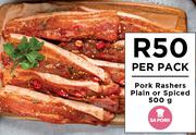 Pork Rashers Plain Or Spiced-500g Per Pack
