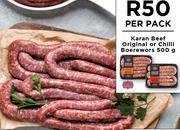 Karan Beef Original Or Chilli Boerewors 500g Per Pack