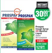 Prospan Cough Syrup Or Menthol Liquid-200ml Each