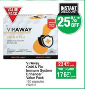 VirAway Cold & Flu Immune System Enhancer Value Pack 120 Capsules-Per Pack