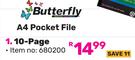 Butterfly A4 Pocket File (10-Page) 680200