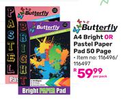 Butterfly A4 Bright Or Pastel Paper Pad (50 Page)-Per Pack