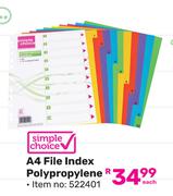 Simple Choice A4 File Index Polypropylene 522401-Each