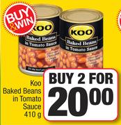 Koo Baked Beans In Tomato Sauce-For 2 x 410g
