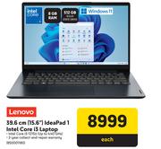 Lenovo 15.6" (39cm) Ideapad 1 Intel Core i3 Laptop
