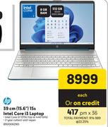HP 15.6" (39cm) 15s Intel Core i3 Laptop