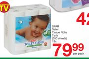 Spar Toilet Tissue Rolls 2Ply (350 Sheets)-18s Per Pack
