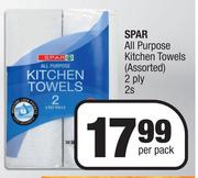 Spar All Purpose Kitchen Towels Assorted 2 Ply-2s Per Pack