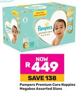 Pampers Premium Care Nappies Mega Box Assorted Sizes