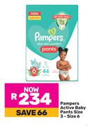 Pampers Active Baby Pants Size 3-Size 6