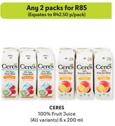 Ceres 100% Fruit Juice (All Variants)-Any 2 x 6 x 200ml