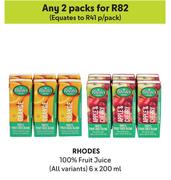 Rhodes 100% Fruit Juice (All Variants)-Any 2 x 6 x 200ml