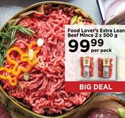 Food Lover's Extra Lean Beef Mince-2 x 500g Per Pack
