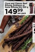 Clove And Cleaver Beef Biltong, Droewors Or Game Biltong Stix-350g Per Pack