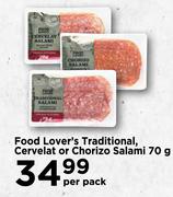 Food Lover's Traditional Cervelat Or Chorizo Salami-70g Per Pack