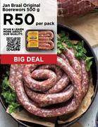 Jan Braai Original Boerewors-500g Per Pack