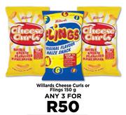 Willards Cheese Curls Or Flings-For 3 x 150g