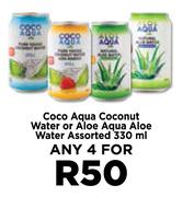 Coca Aqua Coconut Water Or Aloe Aqua Aloe Water Assorted-For 4 x 330ml