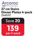 Arcoroc 27cm Stairo Dinner Plates 4 Pack