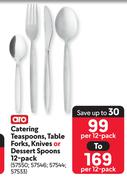 Aro Catering Teaspoons, Table Forks, Knives Or Dessert Spoons 12 Pack