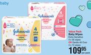 Johnson's Value Pack Baby Wipes Extra Sensitive 4x56 Wipes Or Gentle All Over 4x72 Wipes- Per Pack