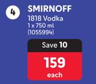 Smirnoff 1818 Vodka-750ml Each
