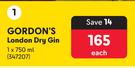 Gordon's London Dry Gin-750ml Each