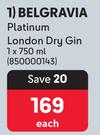 Belgravia Platinum London Dry Gin-750ml Each